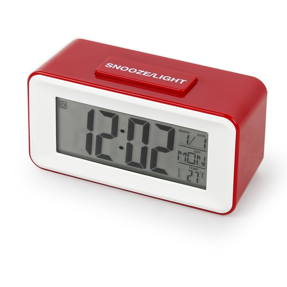 Digital LCD Backlight Display Clock With Calendar Temperature Alarm - Red