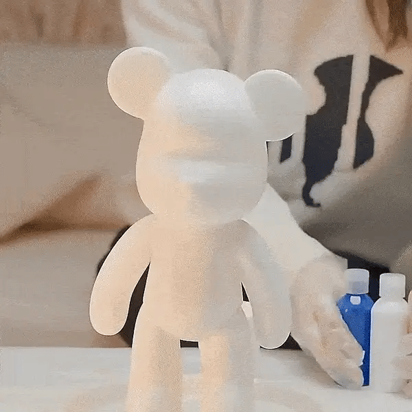 Fluid Bear Figurine Painting DIY Set Acrylic Pour Mini Keychain