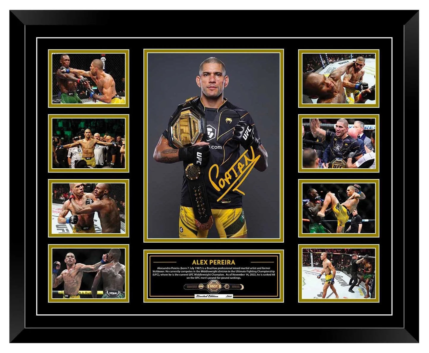 ALEX PEREIRA POATAN UFC 246 2020 COMEBACK UFC Limited Edition Photo Memorabilia Wooden Frame