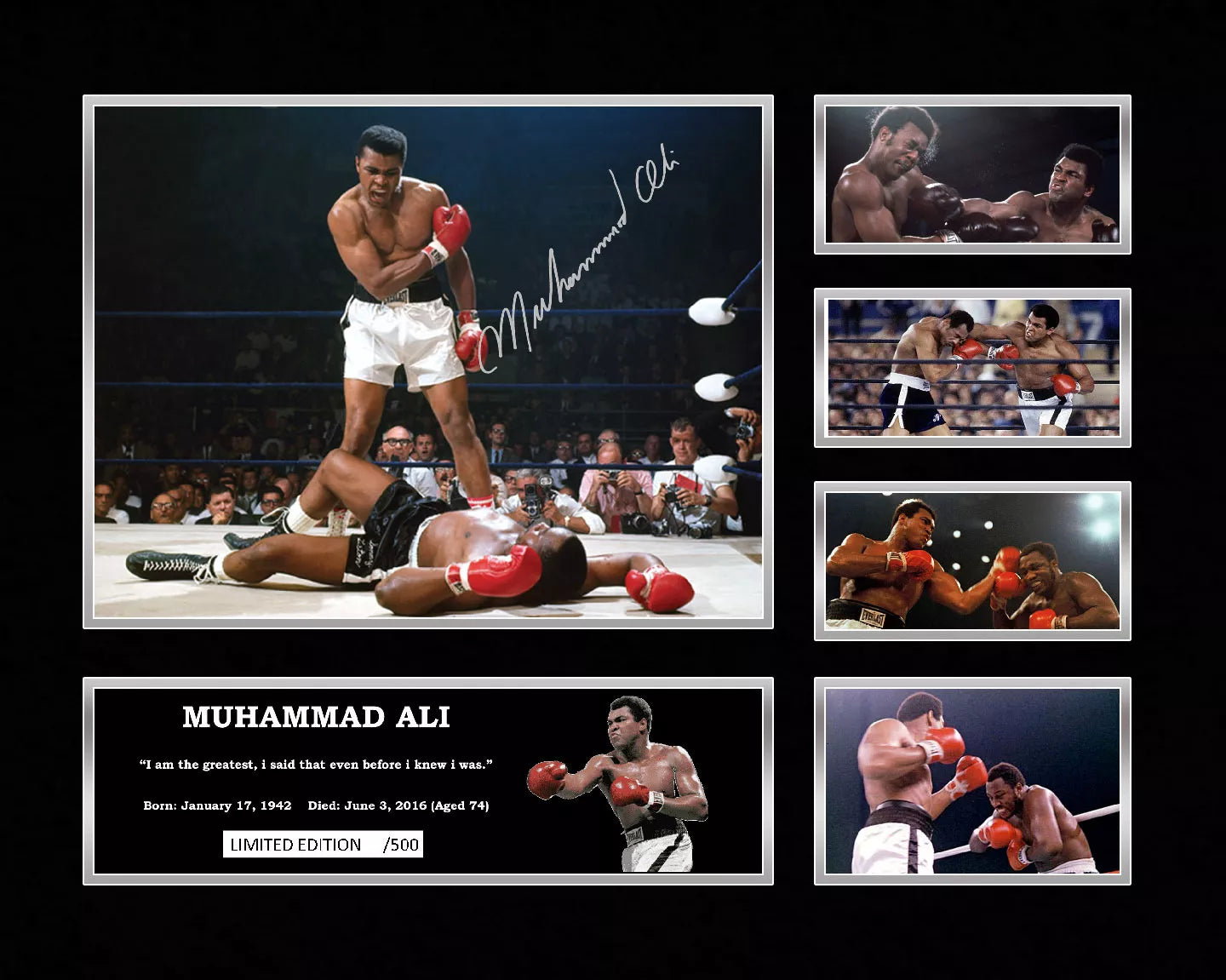 MUHAMMAD ALI RIP Limited Edition Photo Memorabilia Wooden Frame