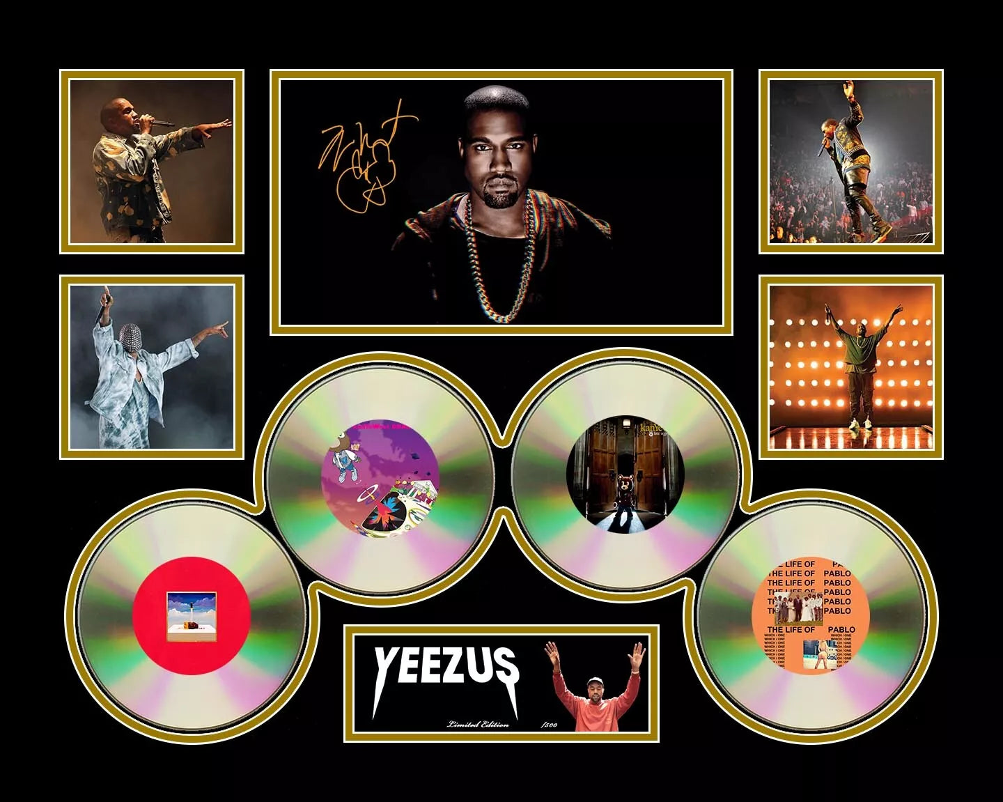 KANYE WEST GRADUATION YEEZUS Signed Limited Edition Photo Memorabilia Wooden Frame