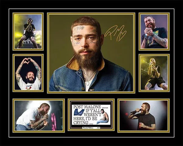 POST MALONE 2023 AUSTRALIA TOUR Signed Limited Edition Photo Memorabilia Wooden Frame
