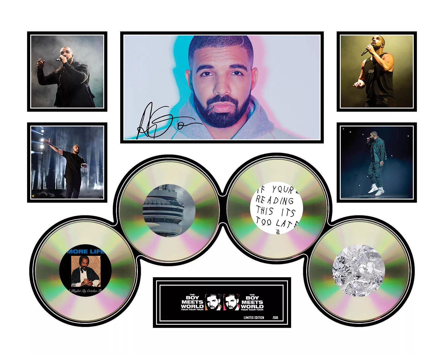DRAKE THE BOY MEETS WORLD 2017 TOUR Signed Limited Edition Photo Memorabilia Wooden Frame