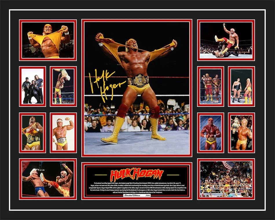 HULK HOGAN WWE WRESTLING LEGEND TRIBUTE Limited Edition Photo Memorabilia Wooden Frame