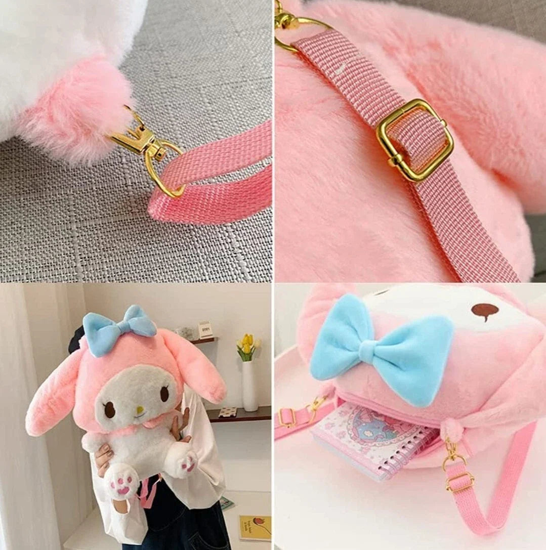 30cm My Melody Plush Backpack Kawaii Plush Messenger Bag Birthday Gift For Kids Girls
