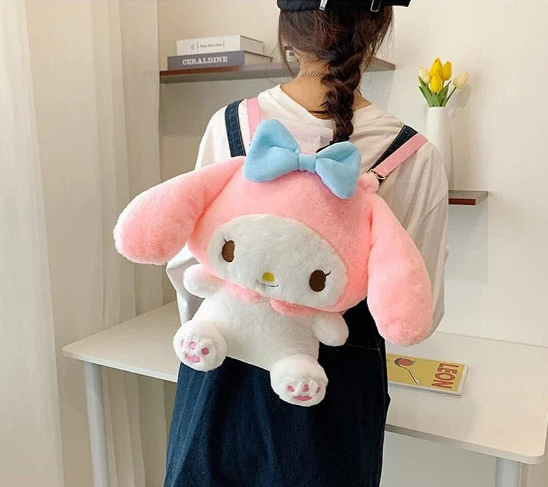 30cm My Melody Plush Backpack Kawaii Plush Messenger Bag Birthday Gift For Kids Girls