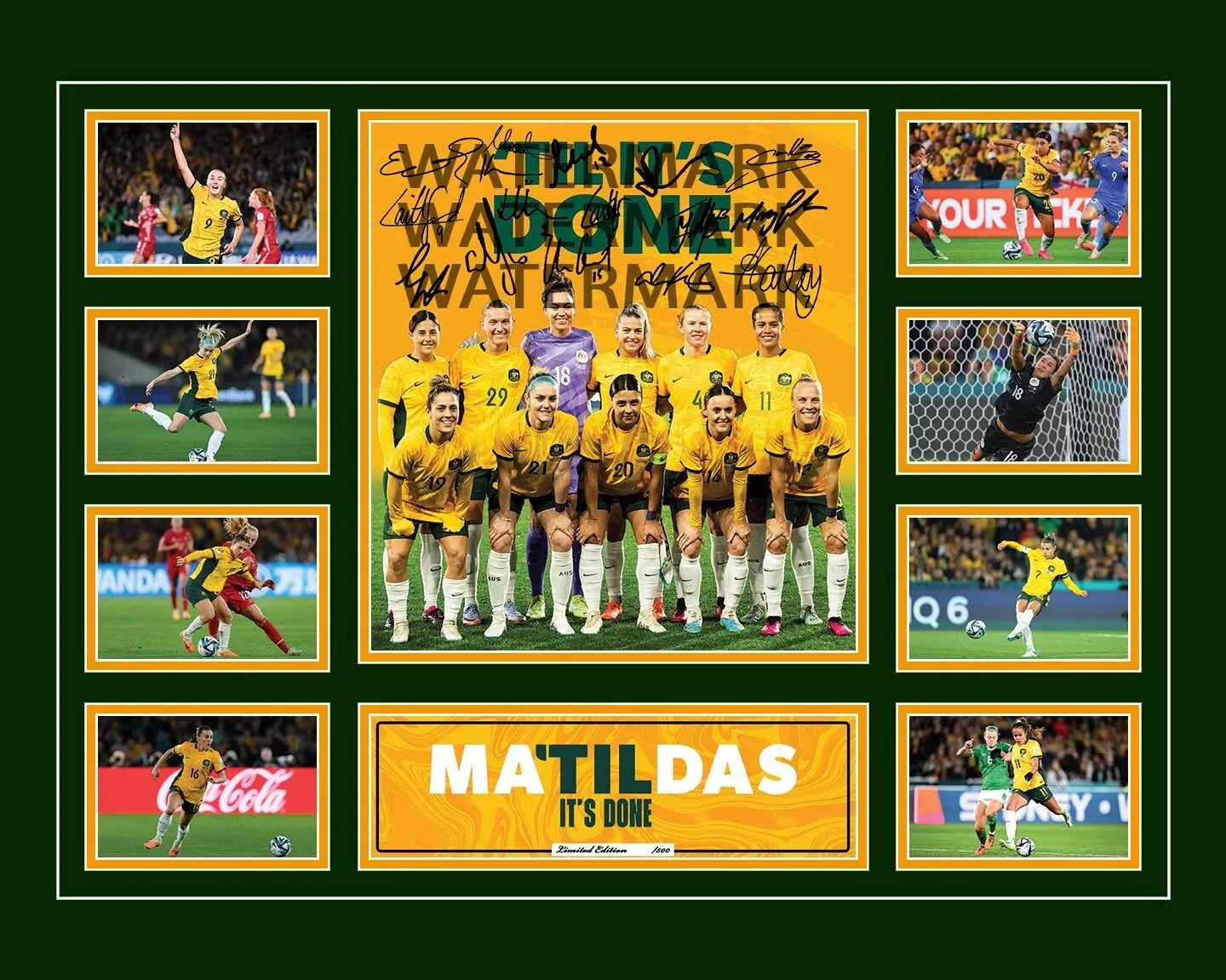 MATILDAS 2023 FIFA WORLD CUP SAM KERR FOORD FOWLER Women's Soccer Football Limited Photo Memorabilia Wooden Frame