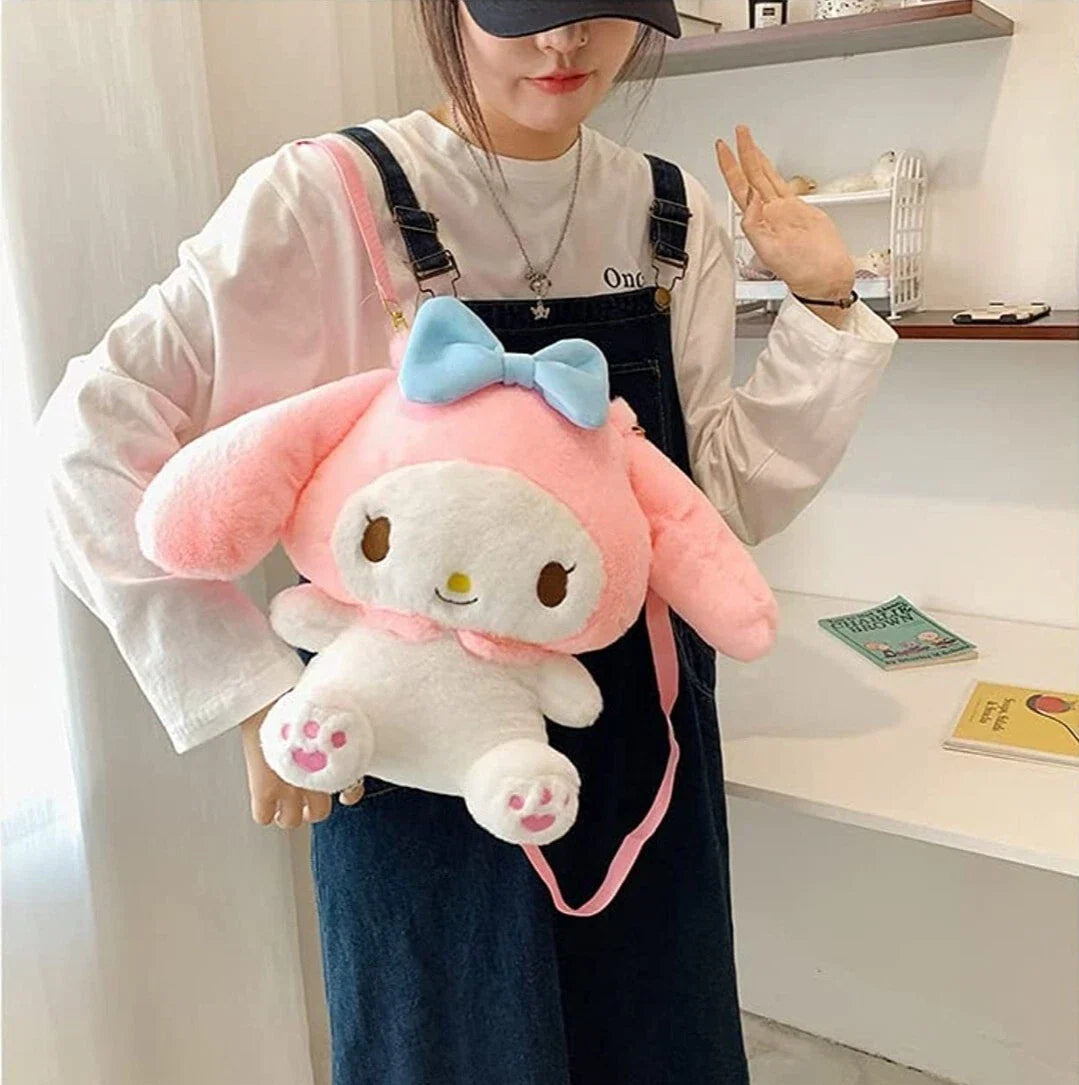 30cm My Melody Plush Backpack Kawaii Plush Messenger Bag Birthday Gift For Kids Girls