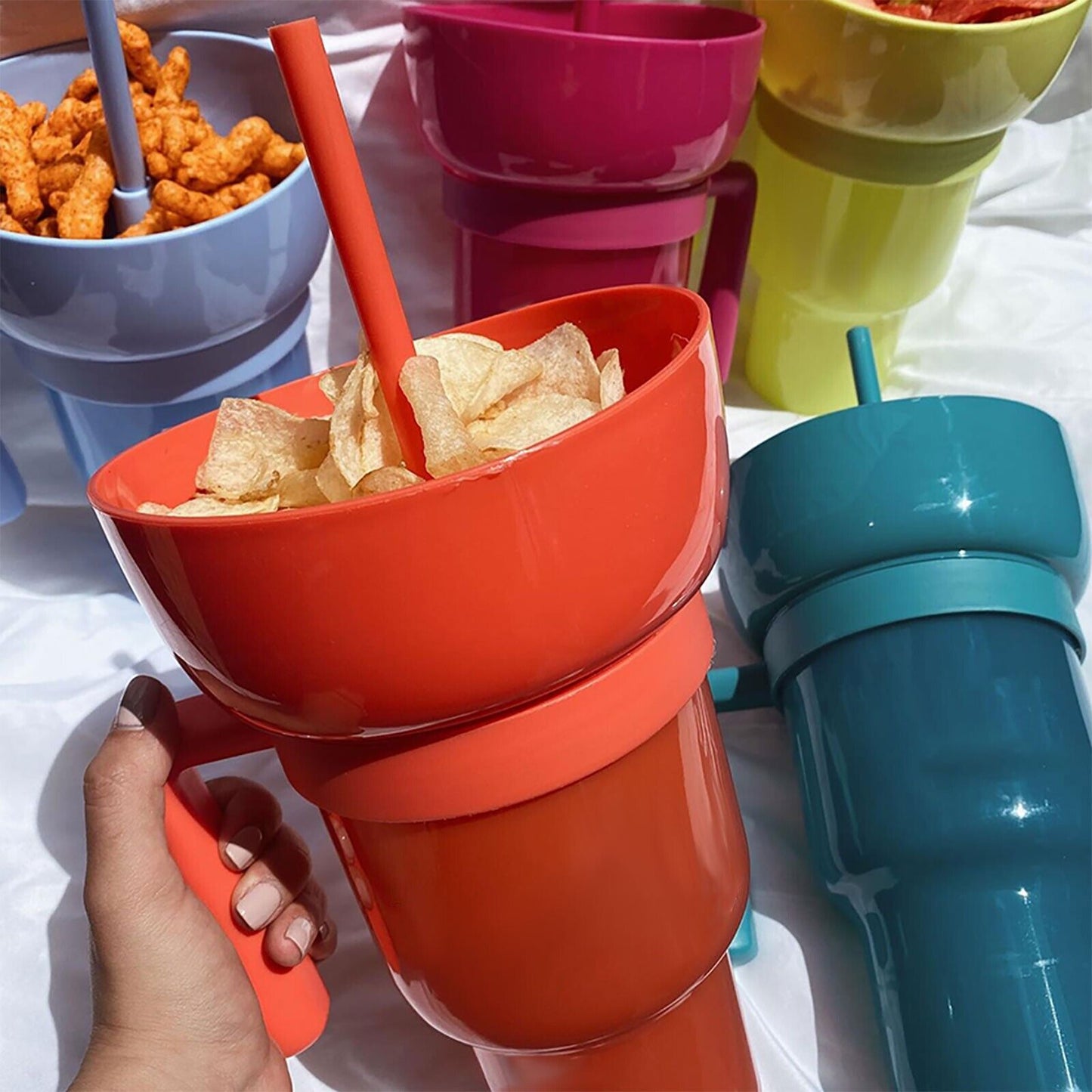 1L 32oz Reusable Cup Color Changing Stadium Tumbler Snack Bowl Cup Multifunctional Cup - Homeware Discounts