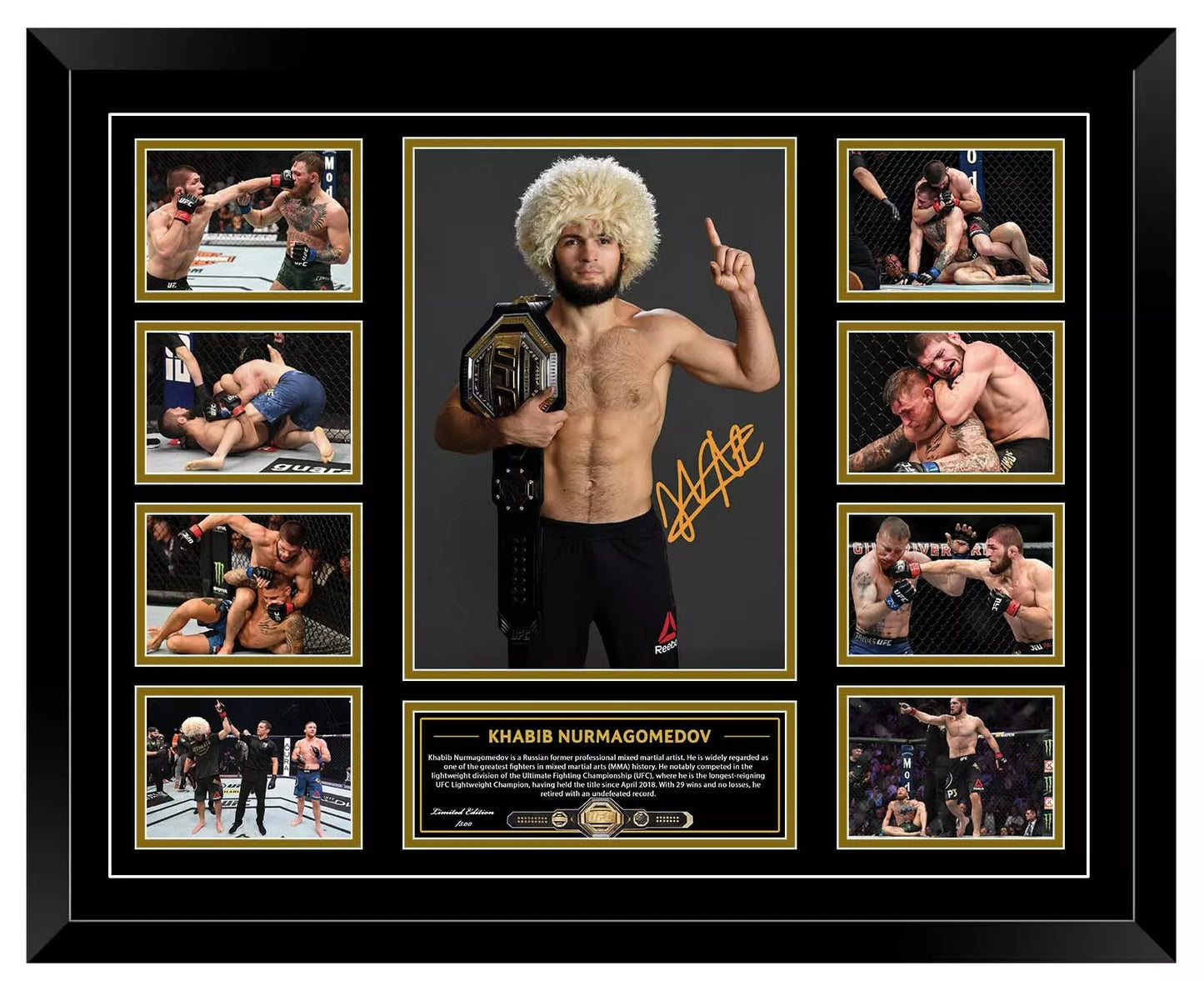 KHABIB NURMAGOMEDOV 29-0 UFC Limited Edition Photo Memorabilia Wooden Frame