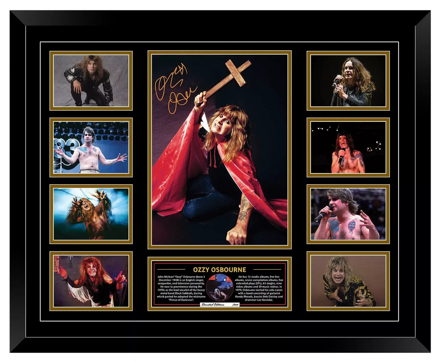 OZZY OSBOURNE SIGNED LEGEND TRIBUTE Limited Edition Photo Memorabilia Wooden Frame