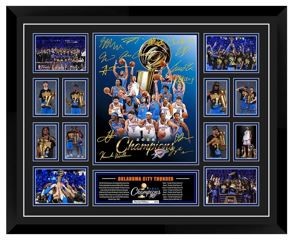 OKLAHOMA CITY THUNDER 2025 NBA CHAMPIONS Limited Edition Photo Memorabilia Wooden Frame