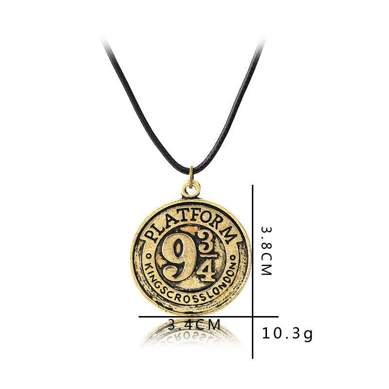 Harry Potter Kingscross London Platform 9 3/4 Necklace Gold Pendant Chain Jewellery - Homeware Discounts