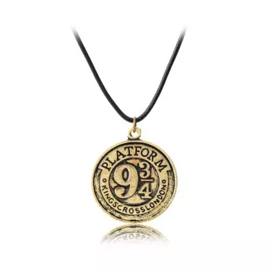 Harry Potter Kingscross London Platform 9 3/4 Necklace Gold Pendant Chain Jewellery - Homeware Discounts