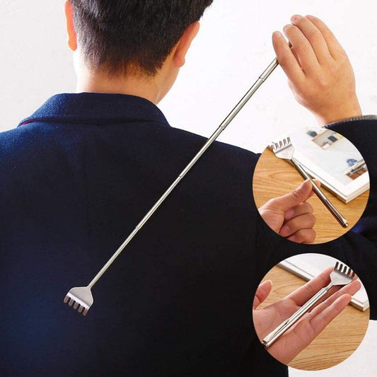 Extendable Telescopic Back Scratcher Metal Hand Claw Massager Tool with Pocket Clip - Homeware Discounts