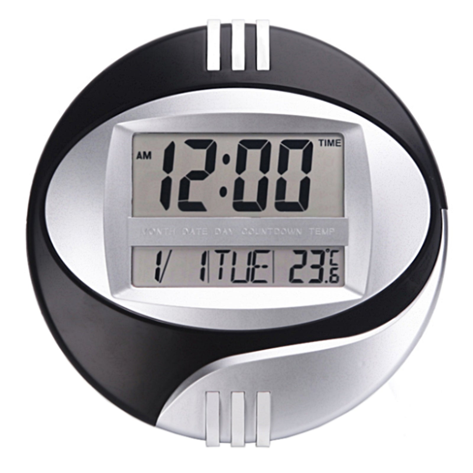 Digital Clock LCD wall clock Alarm Calendar And Temperature Wall Mountable- 27cm - Homeware Discounts