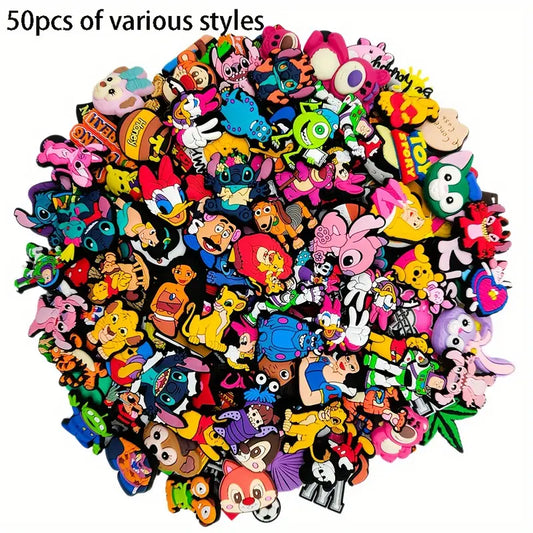 Mixed 50Pcs Random Cartoon Cute PVC Shoe Charms Decor For Croc Clogs