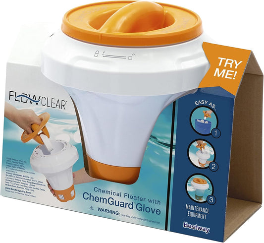 Bestway Flowclear Floating Pool Chemical Dispenser with ChemGuard Glove