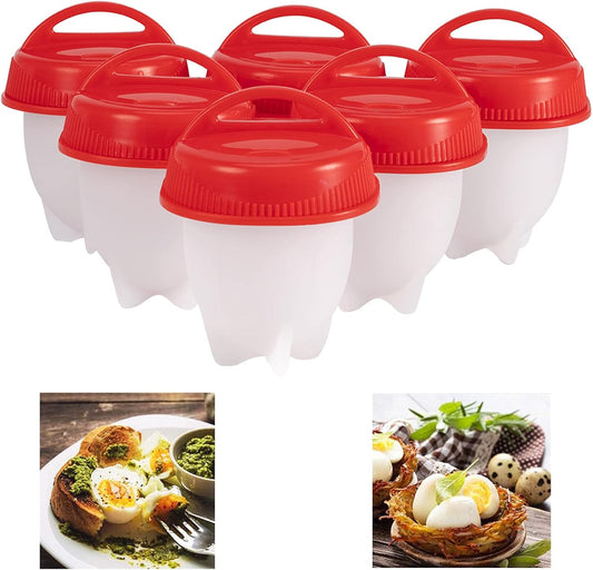 6PCS Food Silicon Egg Boiler Hard Boiled Egglettes Egg Cooker Kitchen Tool