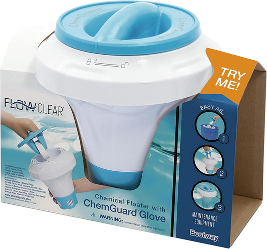 Bestway Flowclear Floating Pool Chemical Dispenser with ChemGuard Glove