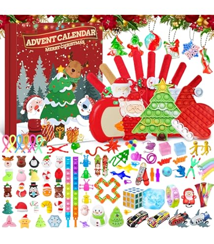 Fidget Toy Advent Christmas Calendar Xmas Pop it Simple Dimple Gift Toys 24 Fidget Toys
