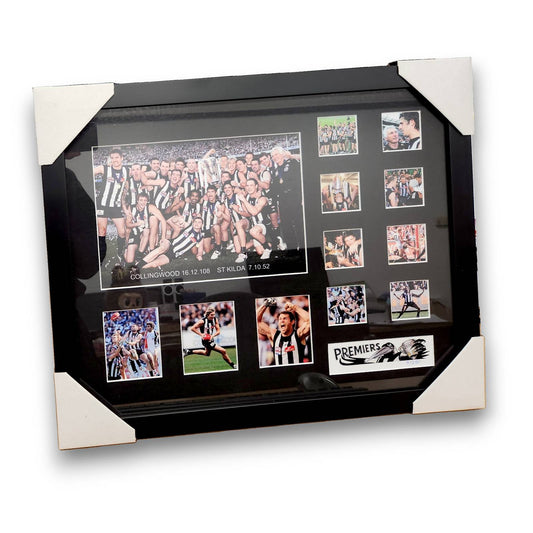 Collingwood FC 2010 PREMIERSHIP 56CM x 46CM Team Poster Wooden Frame MEMORABILIA