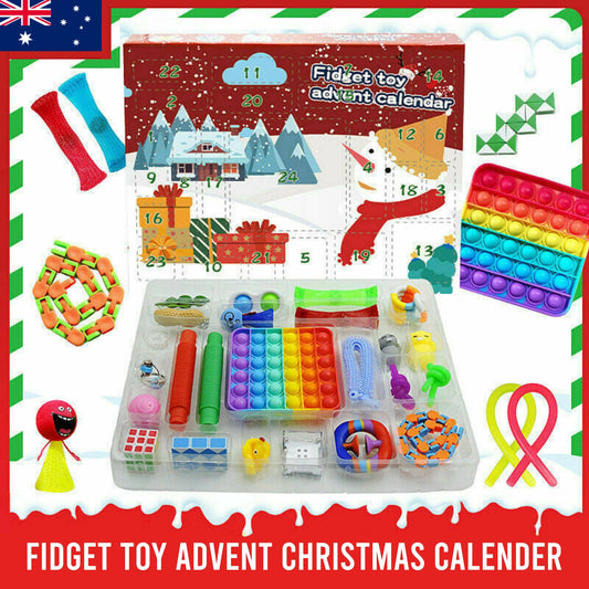 Fidget Toy Advent Christmas Calender Xmas Pop it Simple Dimple Gift Toys - Homeware Discounts