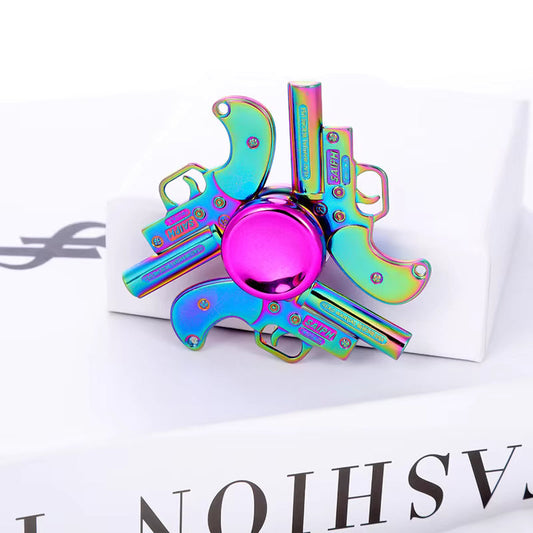 Pistol 3D Metal EDC Neon Rainbow Fidget Hand Spinner toy