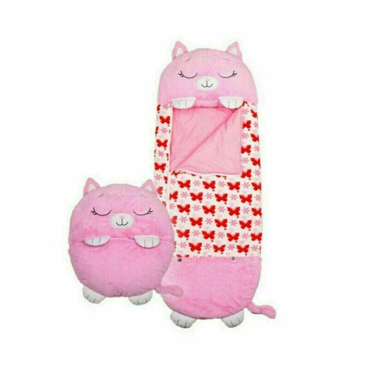 Sleeping Bag Happy Napper Kids Children Blanket Winter fluffy warm Cat Pillow & Sleepy Sack plush