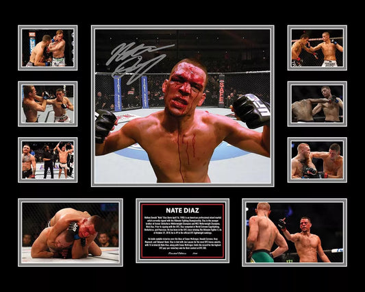 NATE DIAZ UFC Limited Edition Photo Memorabilia Wooden Frame