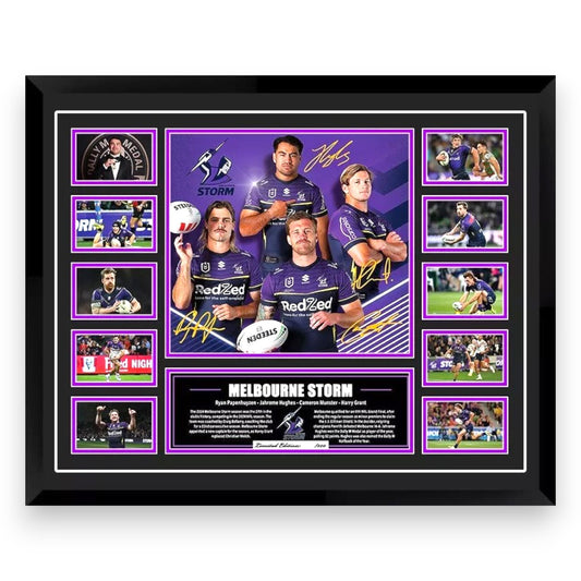 Melbourne Storm NRL Superstars Cameron Munster Ruby Limited Photo Memorabilia Wooden Frame
