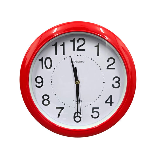 Concise Silent Non-Ticking Wall Clock Quartz- Red 30cm