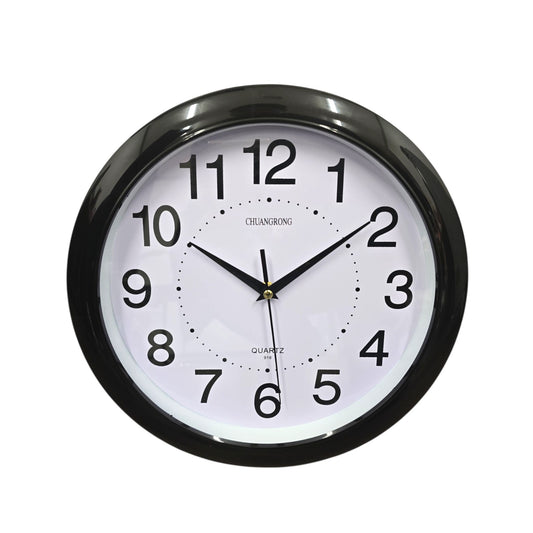 Concise Silent Non-Ticking Wall Clock Quartz- Black 30cm