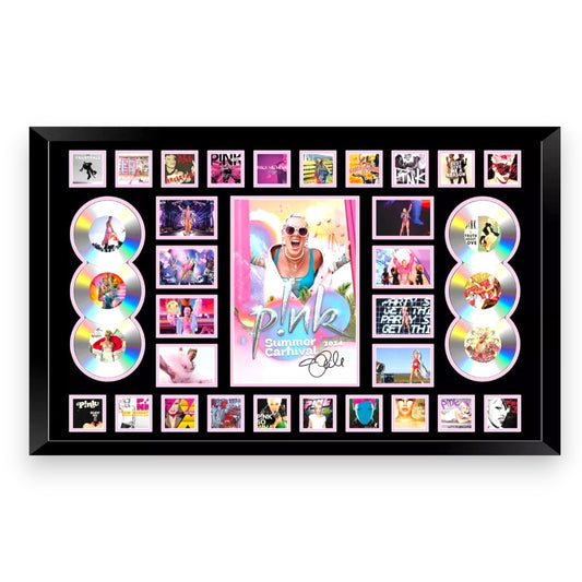 PINK SUMMER CARNIVAL 2024 AUSTRALIA TOUR 86CM x 56CM Signed Limited Photo Memorabilia Frame Wooden