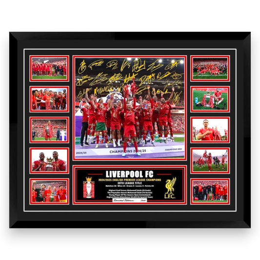 LIVERPOOL FC 2024-25 Premier League EPL CHAMPIONS Mohamed Salah Soccer Football Limited Photo Memorabilia Wooden Frame