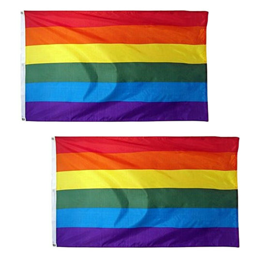 2-PACK Rainbow Pride Flag Gay Lesbian LGBT Mardi Gras Party Banner Outdoor 90x150CM - Homeware Discounts