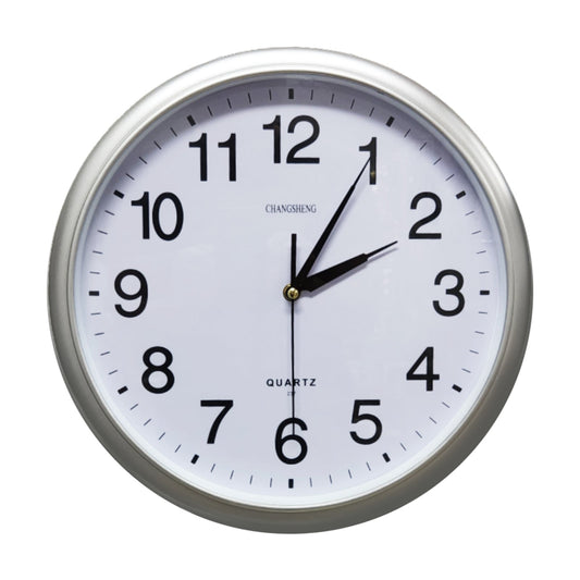 Concise Silent Non-Ticking Round Wall Clock Quartz- Silver 36CM - Homeware Discounts