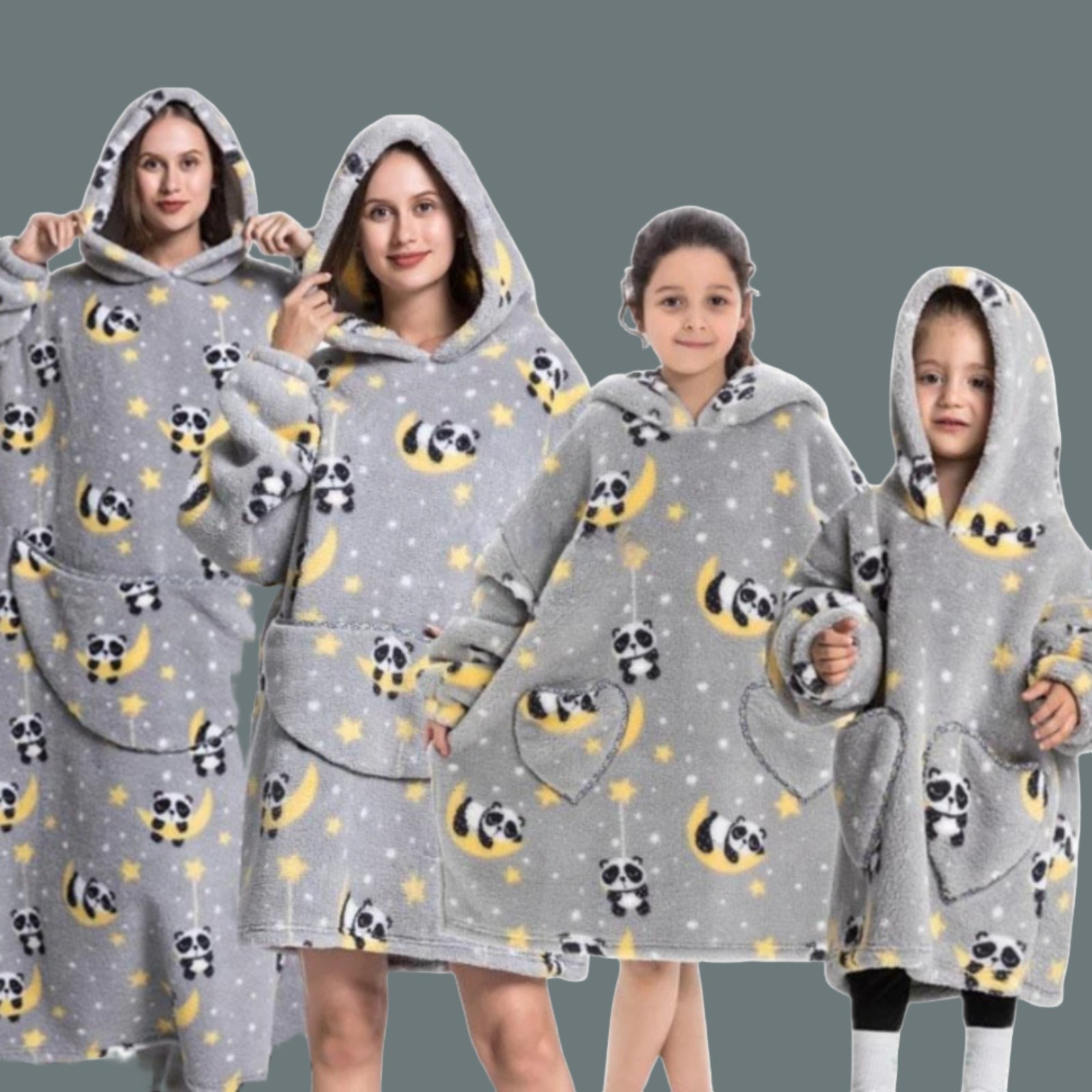 Kids Adult Wearable Blanket Hoodie Oversized Hoodie Sherpa Children Pajamas Sweatshirt Pockets Warm Winter Clothes - Homeware Discounts