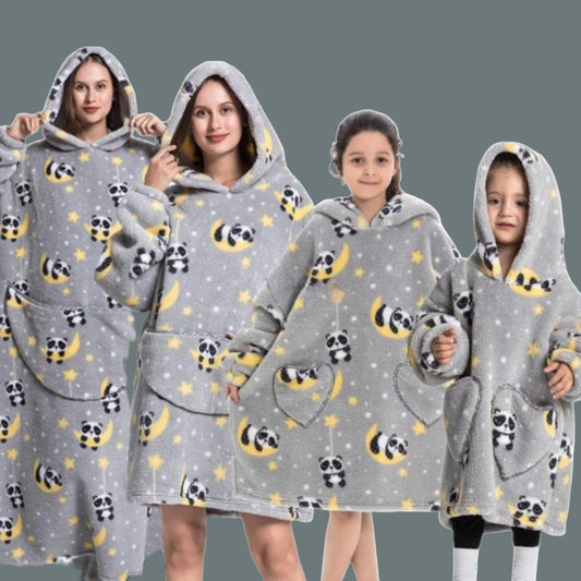 Kids Adult Wearable Blanket Hoodie Oversized Hoodie Sherpa Children Pajamas Sweatshirt Pockets Warm Winter Clothes - Homeware Discounts