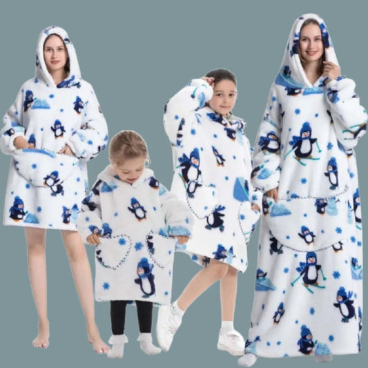 Kids Adult Wearable Blanket Hoodie Oversized Hoodie Sherpa Children Pajamas Sweatshirt Pockets Warm Winter Clothes - Homeware Discounts