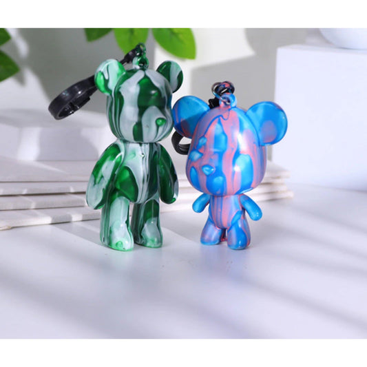 Fluid Bear Figurine Painting DIY Set Acrylic Pour Mini Keychain