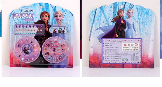 Elsa Anna Olaf Sofia Princess Childrens Press on Nails Fake Frozen Nails Kids Rhinestone Nail Stickers Kids Nail File 65pcs manicure set - Homeware Discounts