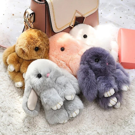 15CM  Rabbit Bunny Plush Keychain Keyring Bag Accessory Faux Fur - Homeware Discounts