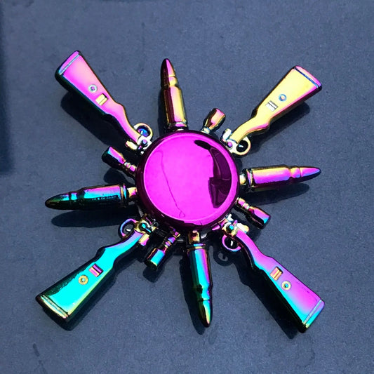Rifle Bullet 3D Metal EDC Neon Rainbow Fidget Hand Spinner toy