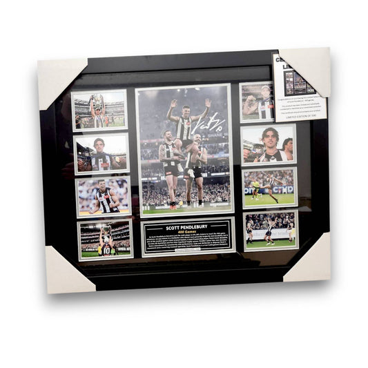 Collingwood FC 400 Games Scott Pendlebury 56CM x 46CM Team Poster Wooden Frame MEMORABILIA