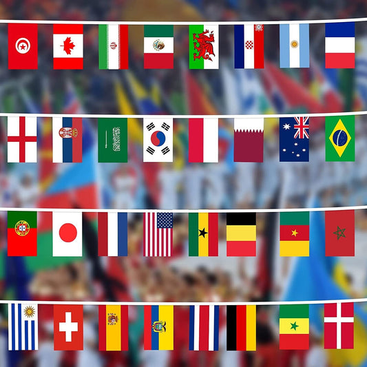 2022 Qatar World Cup 32 Team Flag 10 Meter Bunting Football Banner Bar Decoration - Homeware Discounts