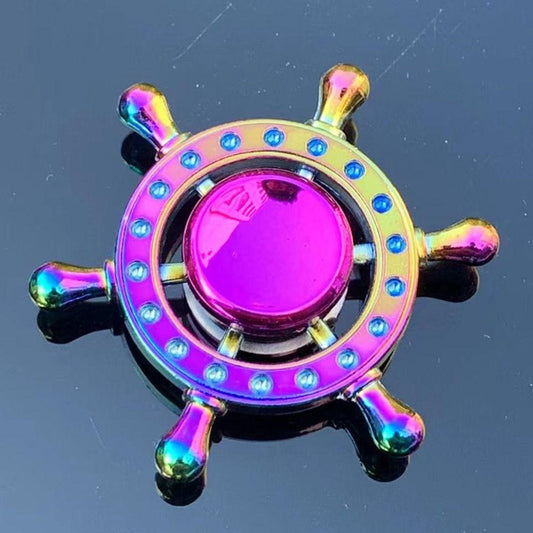 Boat Wheel 3D Metal EDC Neon Rainbow Fidget Hand Spinner toy