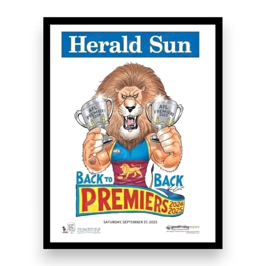 2025 Brisbane Lions FC PREMIERS 70x50cm Wooden Framed Memorabilia