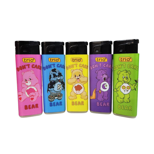 5 Pack Cigarette Jet Lighter TRIO Don't Care Bear Disposable Gas Lighters Pocket Sized