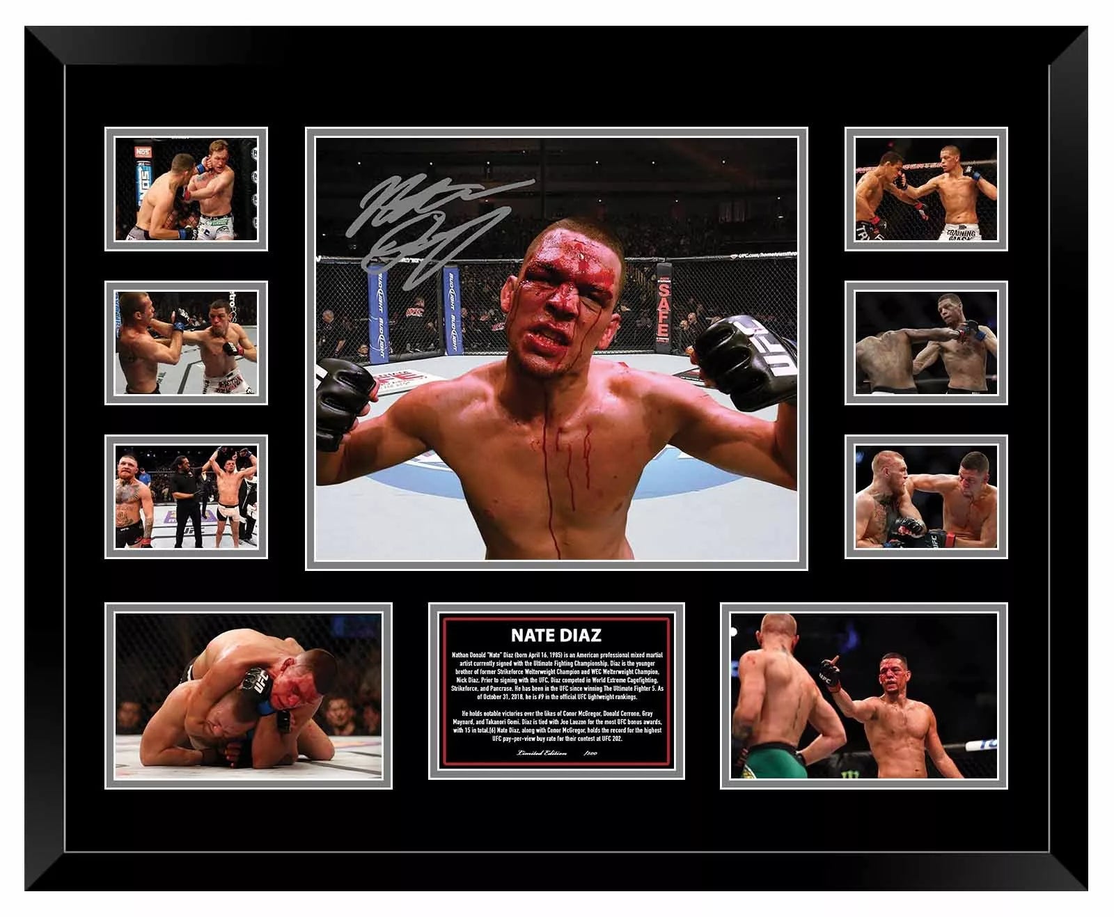NATE DIAZ UFC Limited Edition Photo Memorabilia Wooden Frame - My Store